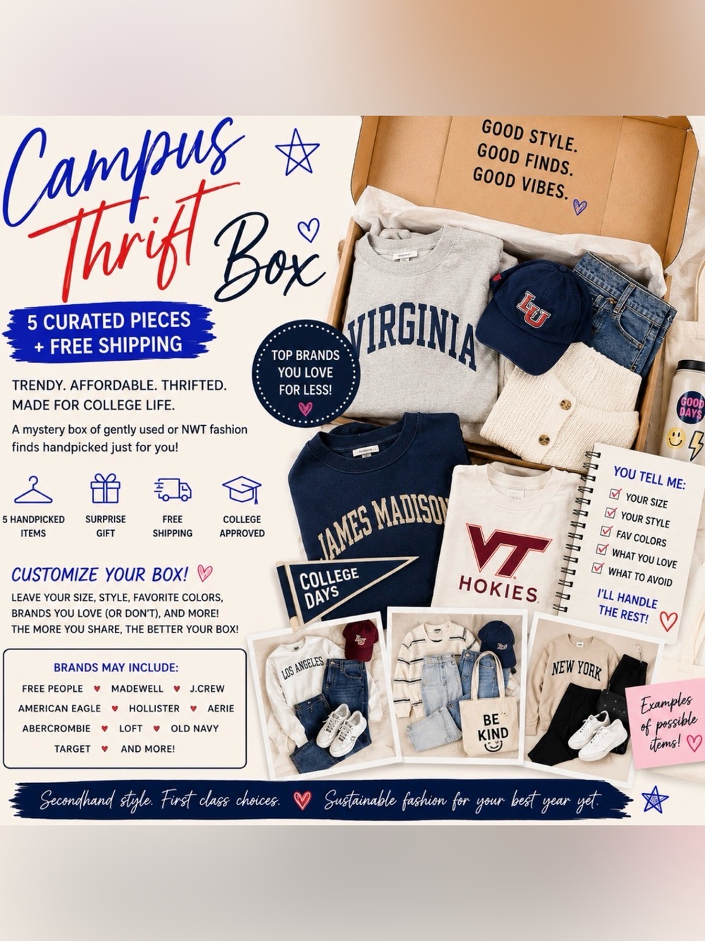 ✨🎓 Campus Thrift Box 📦 ✨  + Free Shipping